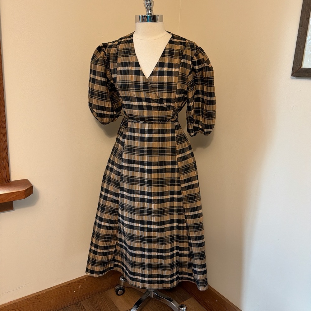 Wray Baz Wrap Dress in Terrier Plaid M